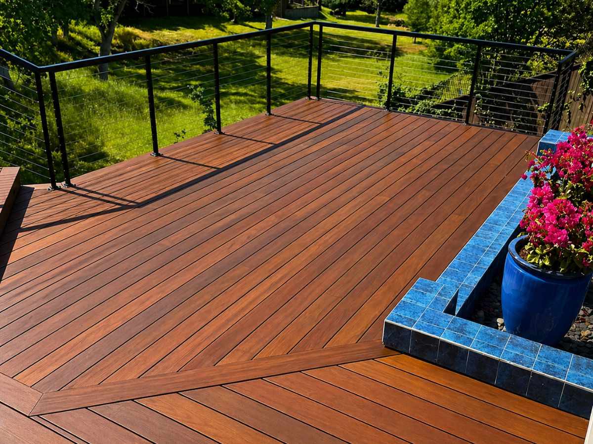 Deck staining and refinishing in Rocklin CA hardwood deck