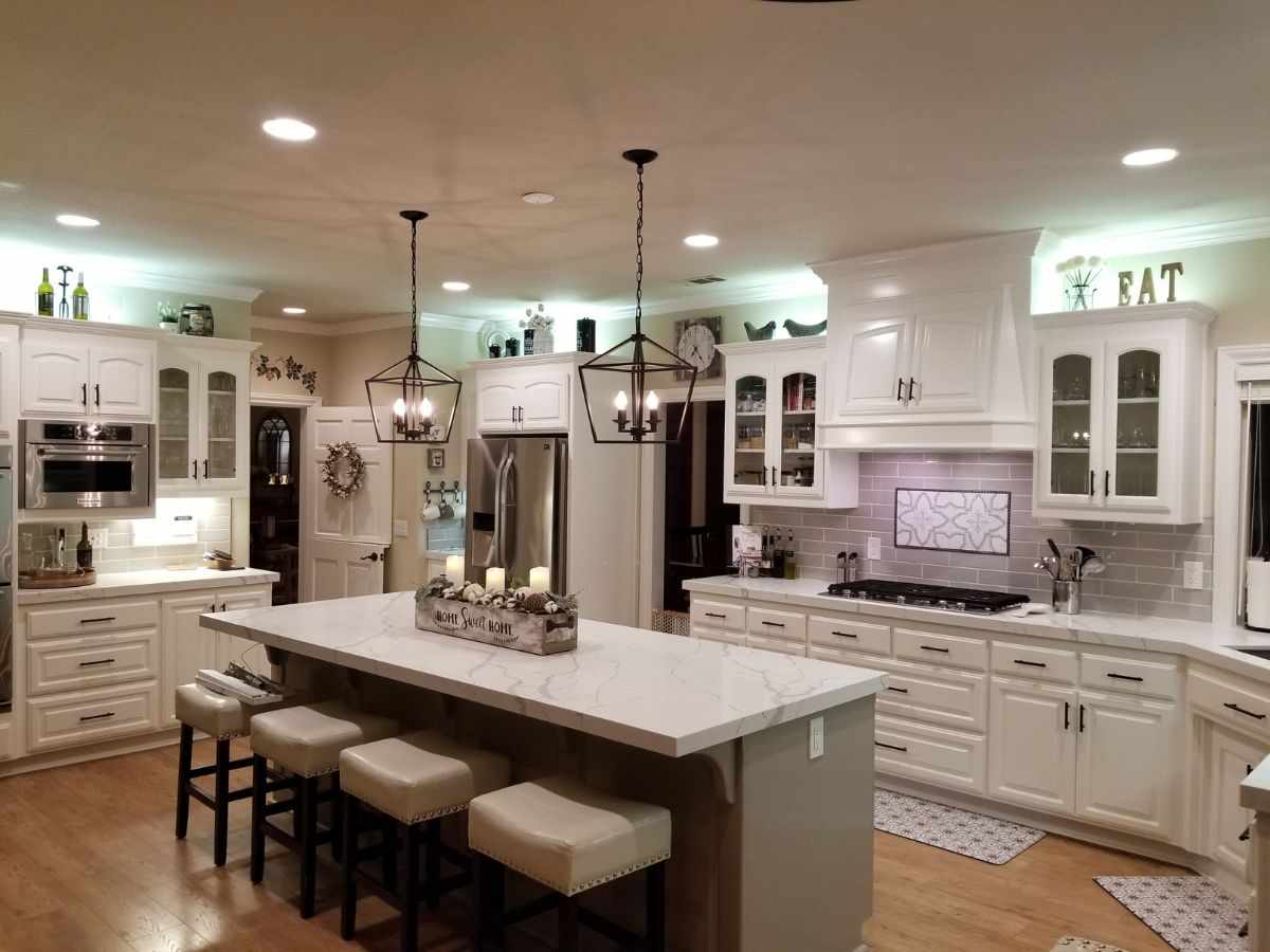Kitchen cabinet painting in Rocklin CA white cabinets and island